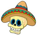 Mexican skull in sombrero