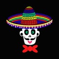 A Mexican skull of a zombie man in a sombrero hat.