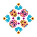 Mexican skulls and flowers vector design Royalty Free Stock Photo