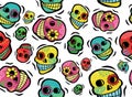 Mexican Skulls Seamless Pattern