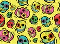Mexican Skulls Seamless Pattern