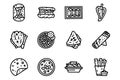 Mexican snackes line vector doodle simple icon set Royalty Free Stock Photo