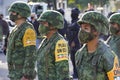 Mexican soldiers, military forces during a civic ceremony commemorating the Flag day of Mexico