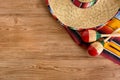 Mexico, Mexican sombrero wood background, copy space Royalty Free Stock Photo