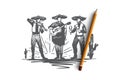 Mexican, sombrero, cinco de mayo, holiday concept. Hand drawn isolated vector. Royalty Free Stock Photo