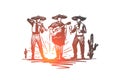 Mexican, sombrero, cinco de mayo, holiday concept. Hand drawn isolated vector. Royalty Free Stock Photo