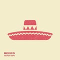 Mexican Sombrero hat flat vector icon with scuffed effect Royalty Free Stock Photo