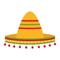 Mexican sombrero hat vector Illustration on a white background. Royalty Free Stock Photo