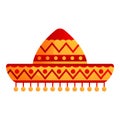 Mexican sombrero icon, cartoon style