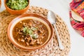 Authentic mexican birria de res, a spicy beef, goat or mutton stew from Jalisco, Mexico