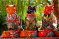 Mexican Souvenir Ceramic Cats Pots San Diego