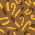Mexican or Spanish traditional dessert. Churros with chocolate. Seamless pattern