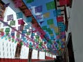 Mexican street colorful flag Day of Dead