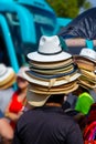 Mexican street vendor Selling straw hats at Cancun, Mexico Royalty Free Stock Photo