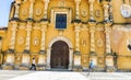 View of Mexican-style baroque facade of the Iglesia de la Recoleccion church built in 1786, in this historic northwest city, Leon, Royalty Free Stock Photo
