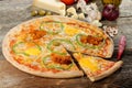 Mexican style pizza with nacho cheese Royalty Free Stock Photo