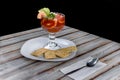 a Mexican-style shrimp cocktail with avocado, onion Royalty Free Stock Photo