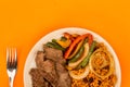 Mexican Style Steak Fajitas With Spicy Rice and Peppers Royalty Free Stock Photo