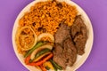 Mexican Style Steak Fajitas With Spicy Rice and Peppers Royalty Free Stock Photo