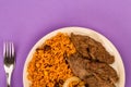 Mexican Style Steak Fajitas With Spicy Rice and Peppers Royalty Free Stock Photo