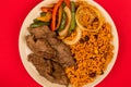 Mexican Style Steak Fajitas With Spicy Rice and Peppers Royalty Free Stock Photo