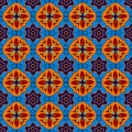 Mexican stylized talavera tiles seamless pattern in blue and red, vector