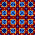 Mexican stylized talavera tiles seamless pattern in blue and red, vector