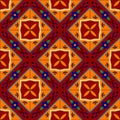 Mexican stylized talavera tiles seamless pattern in red and yellow, vector