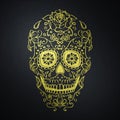 Mexican sugar skull on black background