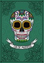 Mexican sugar skull with floral pattern, Dia de Muertos, design element for poster, greeting card vector Illustration Royalty Free Stock Photo