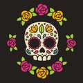 Mexican sugar skull with flowers.