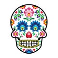 Mexican sugar skull - Polish folk art style - Wzory Lowickie, Wycinanka