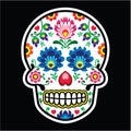 Mexican sugar skull - Polish folk art style - Wzory Lowickie, Wycinanka Royalty Free Stock Photo