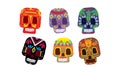 Mexican sugar skulls set, Day of the dead colorful symbols, Dia de los muertos vector Illustration Royalty Free Stock Photo