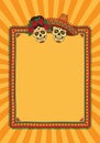 Frame with mexican sugar skulls. Dia de los Muertos