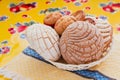 Mexican Sweet bread assorted in Mexico, traditional breakfast bakery Royalty Free Stock Photo