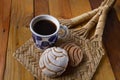 Mexican sweet bread and coffee Royalty Free Stock Photo