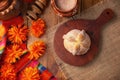 Mexican Sweet Bread Pan de Muerto Top View