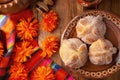 Mexican Sweet Pan de Muerto Flat Lay