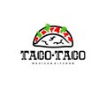 Mexican taco and carnitas, food, logo design. Restaurant, catering, food truck and street food, vector design Royalty Free Stock Photo