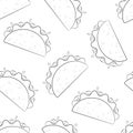 Mexican taco fastfood silhouette seamless pattern