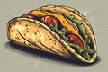 Mexican taco in the style of bright comics