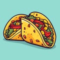 Tacos hand-drawn illustration. Mexican taco. Vector doodle style cartoon illustration