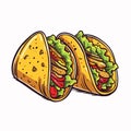 Tacos hand-drawn illustration. Mexican taco. Vector doodle style cartoon illustration