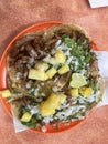 Mexican tacos al pastor for dinner Royalty Free Stock Photo