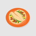 Mexican Tacos al Pastor with Pineapple - Tasty Mexican Tacos al Pastor with Pineapple and Cilantro Vector Illustration Royalty Free Stock Photo