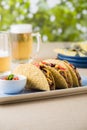 Mexican tacos with beef, cheddar cheese, tomato Royalty Free Stock Photo