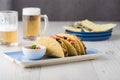 Mexican tacos with beef, cheddar cheese, tomato Royalty Free Stock Photo