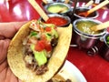 Mexican tacos - beef taco with cheese Royalty Free Stock Photo