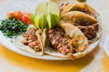 Mexican Tacos de Barbacoa, lamb taco with Cilantro and lemon in Mexico